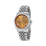 Michael Kors Lexington Chronograph Brown Dial Silver Steel Strap Watch For Women - MK6221 Authentic Buy Shop Now