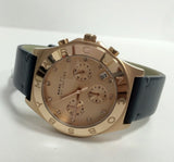 Marc Jacobs Blade Chronograph Rose Gold Dial Black Leather Strap Watch for Women - MBM1188 Authentic Buy Shop Now