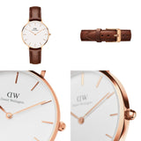 Daniel Wellington Classic Bristol White Dial Brown Leather Strap Watch For Women - DW00100039 Authentic Buy Shop Now