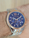 Michael Kors Lexington Blue Dial Two Tone Steel Strap Watch for Men - MK8412 Authentic Buy Shop Now