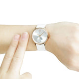 Calvin Klein Accent Silver Dial White Leather Strap Watch for Women - K2Y236K6 Authentic Buy Shop Now