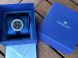 Swarovski Crystal Frost Blue Dial Blue Leather Strap Watch for Women - 5484061 Authentic Buy Shop Now