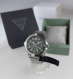 Guess Surge Chronograph Black Dial Silver Steel Strap Watch for Men - W1258G1 Authentic Buy Shop Now