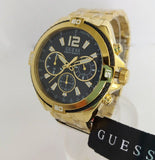 Guess Surge Chronograph Black Dial Gold Steel Strap Watch for Men - W1258G2 Authentic Buy Shop Now
