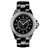 Chanel J12 Diamonds Ceramic Black Dial Black Steel Strap Watch for Women - J12 H3108 Authentic Buy Shop Now