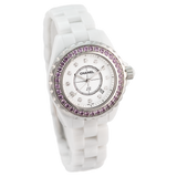 Chanel J12 Sapphire Bezel Ceramic White Dial White Steel Strap Watch for Women - J12 H2010 Authentic Buy Shop Now
