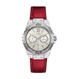 Guess Limelight Quartz Diamonds White Dial Red Leather Strap Watch For Women - W0775L11 Authentic Buy Shop Now