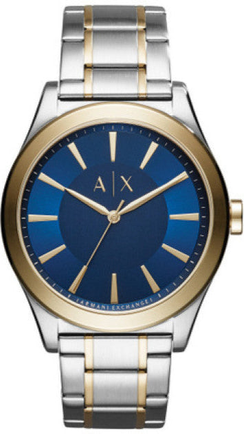 Armani Exchange Nico Quartz Blue Dial Two Tone Steel Strap Watch For Men - AX2332 Authentic Buy Shop Now