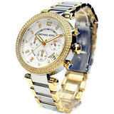 Michael Kors Parker Chronograph Silver Dial Two Tone Steel Strap Watch For Women - MK5687 Authentic Buy Shop Now