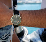 Emporio Armani Renato Quartz Grey Dial Black Leather Strap Watch For Men - AR11049 Authentic Buy Shop Now