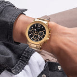 Guess Edge Chronograph Black Dial Gold Steel Strap Watch For Men - GW0539G2 Authentic Buy Shop Now