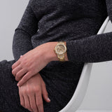 Guess Moonlight Multi Function Diamonds Gold Dial Gold Steel Strap Watch for Women - GW0320L2 Authentic Buy Shop Now