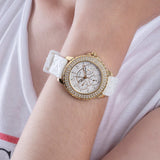 Guess Crown Jewel Multifunction Diamonds White Dial White Leather Strap Watch for Women - GW0411L1 Authentic Buy Shop Now