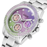 Guess Sol Chronograph Crystals Multicolor Dial Silver Steel Strap Watch For Women - GW0483L1 Authentic Buy Shop Now