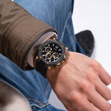 Guess Edge Chronograph Black Dial Black Leather Strap Watch For Men - GW0492G1 Authentic Buy Shop Now