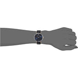 Emporio Armani Gianni T Bar Analog Blue Dial Black Leather Strap Watch For Women - AR1989 Authentic Buy Shop Now