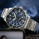 Citizen Eco Drive Chronograph Blue Dial Silver Stainless Steel Watch For Men - CA0690-88L Authentic Buy Shop Now
