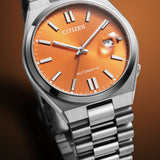Citizen Tsuyosa Automatic Orange Dial Silver Steel Strap Watch For Men - NJ0151-88Z Authentic Buy Shop Now