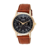 Citizen Eco Drive Multi Function Day & Date Black Dial Brown Leather Strap Watch For Men - AO9003-08E Authentic Buy Shop Now