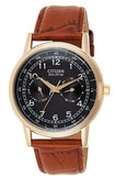 Citizen Eco Drive Multi Function Day & Date Black Dial Brown Leather Strap Watch For Men - AO9003-08E Authentic Buy Shop Now