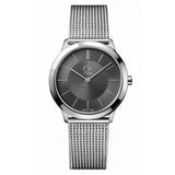Calvin Klein Minimal Grey Dial Silver Mesh Bracelet Watch for Men - K3M22124 Authentic Buy Shop Now