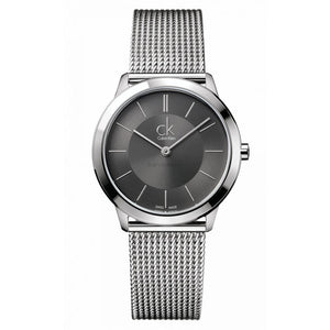 Calvin Klein Minimal Black Dial Silver Mesh Bracelet Watch for Women - K3M22123 Authentic Buy Shop Now
