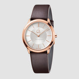 Calvin Klein Minimal White Dial Brown Leather Strap Watch for Women - K3M226G6 Authentic Buy Shop Now