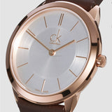 Calvin Klein Minimal White Dial Brown Leather Strap Watch for Men - K3M216G6 Authentic Buy Shop Now