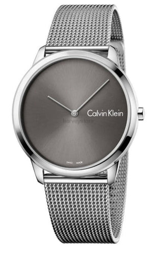 Calvin Klein Minimal Black Dial Silver Mesh Bracelet Watch for Men - K3M21123 Authentic Buy Shop Now