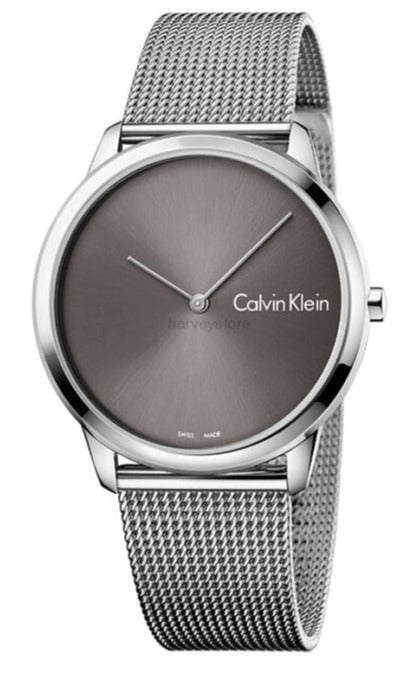 Calvin Klein Minimal Black Dial Silver Mesh Bracelet Watch for Men - K3M21123 Authentic Buy Shop Now