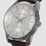Calvin Klein Infinity Silver Dial Brown Leather Strap Watch for Men - K5S341G6 Authentic Buy Shop Now
