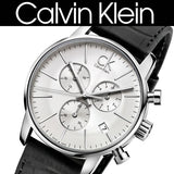 Calvin Klein City Chronograph Silver Dial Black Leather Strap Watch for Men - K2G271C6 Authentic Buy Shop Now