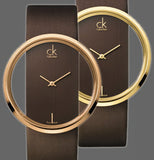 Calvin Klein Glam Transparent Dial Brown Leather Strap Watch for Women - K9423503 Authentic Buy Shop Now