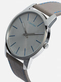 Calvin Klein City Silver Dial Grey Leather Strap Watch for Men - K2G211Q4 Authentic Buy Shop Now
