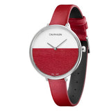 Calvin Klein Rise Yellow Red Dial Red Leather Strap Watch for Women - K7A231UP Authentic Buy Shop Now