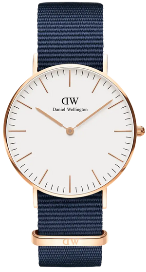 Daniel Wellington Classic Bayswater White Dial Navy Blue NATO Strap Watch For Women - DW00100279 Authentic Buy Shop Now