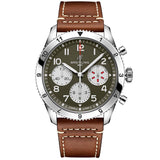 Breitling Avi Chronograph 42 Curtiss Warhawk Green Dial Brown Leather Strap Watch for Men - A233802A1L1X1 Authentic Buy Shop Now