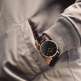 Daniel Wellington Classic York Black Dial Brown Leather Strap Watch For Men - DW00100128 Authentic Buy Shop Now