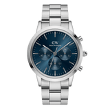 Daniel Wellington Iconic Chronograph Link Blue Dial Silver Steel Strap Watch For Men - DW00100644 Authentic Buy Shop Now