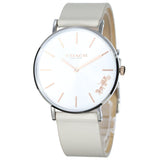 Coach Perry Silver DIal White Leather Strap Watch for Women - 14503116 Authentic Buy Shop Now