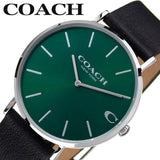 Coach Charles Green Dial Black Leather Strap Watch for Men - 14602436 Authentic Buy Shop Now
