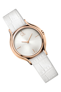 Calvin Klein Skirt White Dial White Leather Strap Watch for Women - K2U236K6 Authentic Buy Shop Now