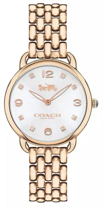 Coach Delancey White Dial Rose Gold Steel Strap Watch for Women - 14502783 Authentic Buy Shop Now