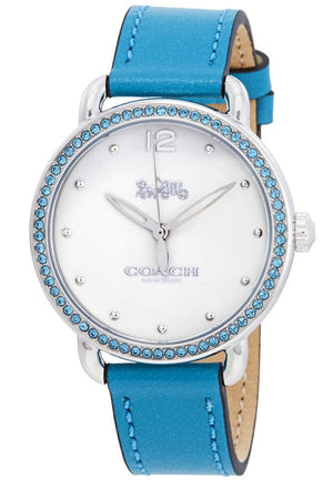 Coach Delancey White Dial Turquoise Leather Strap Watch for Women - 14502884 Authentic Buy Shop Now