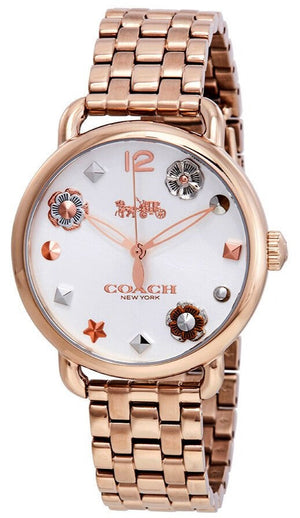 Coach Delancey White Dial Rose Gold Tone Stainless Steel Watch For Women - 14502811 Authentic Buy Shop Now