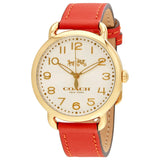 Coach Delancey Ivory Dial Orange Leather Strap Watch for Women - 14502719 Authentic Buy Shop Now
