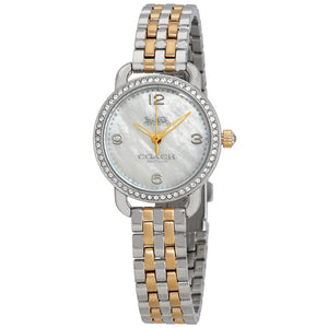 Coach Delancey Mother of Pearl White Dial Two Tone Steel Strap Watch for Women - 14502480 Authentic Buy Shop Now