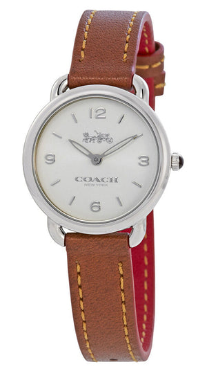 Coach Delancey Slim Cream Dial Brown Leather Strap Watch For Women - 14502789 Authentic Buy Shop Now