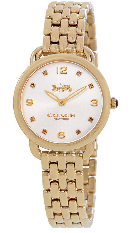 Coach Delancey Slim Silver Dial Gold Steel Strap Watch For Women - 14502782 Authentic Buy Shop Now