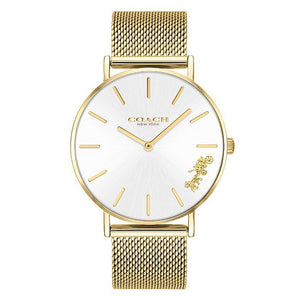 Coach Perry White Dial Gold Mesh Bracelet Watch for Women - 14503125 Authentic Buy Shop Now